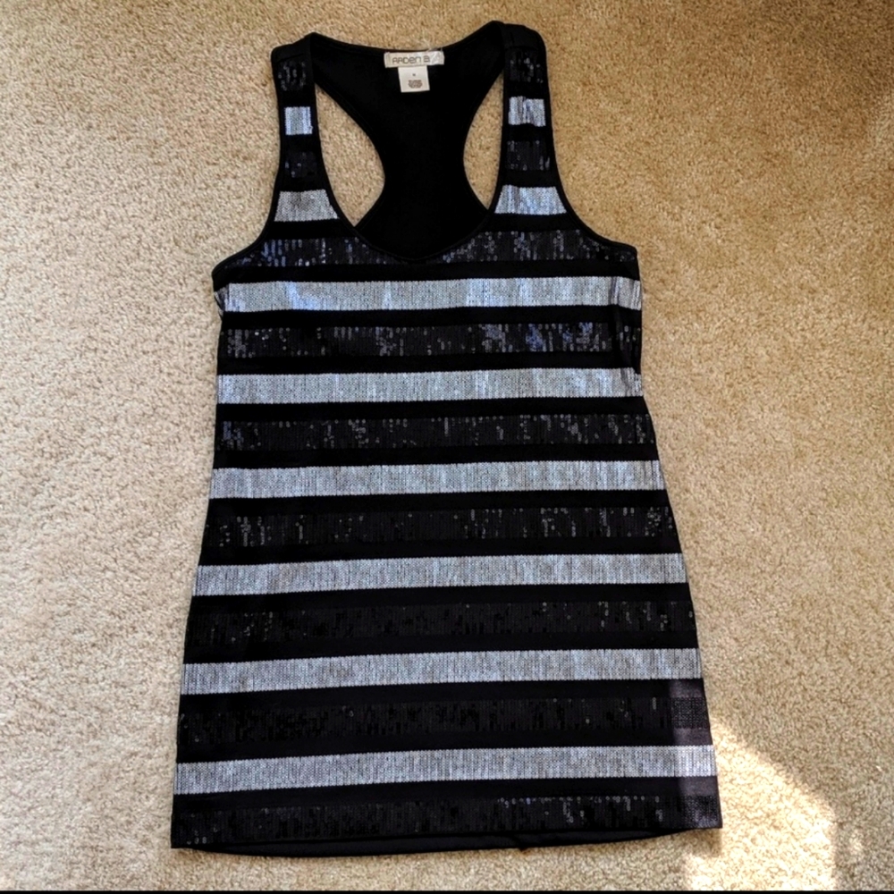 Arden B black Sequine Tank Top